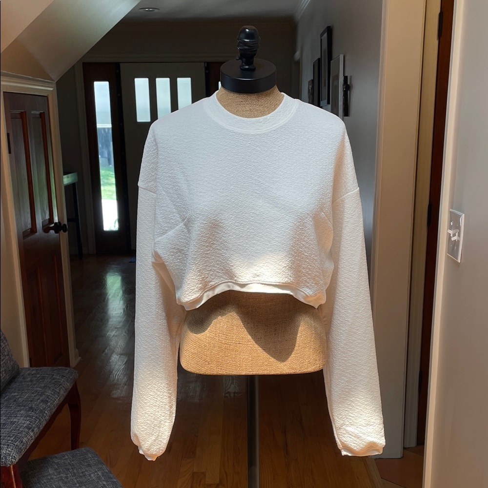 ALO Yoga Off White Cropped Sweatshirt